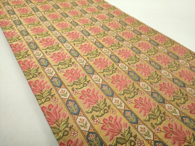 平和屋着物●西陣　川島織物　全通柄袋帯　草花文　金糸　正絹　逸品　DABA1780ps