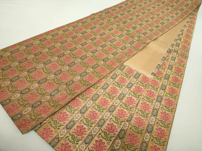 平和屋着物●西陣　川島織物　全通柄袋帯　草花文　金糸　正絹　逸品　DABA1780ps