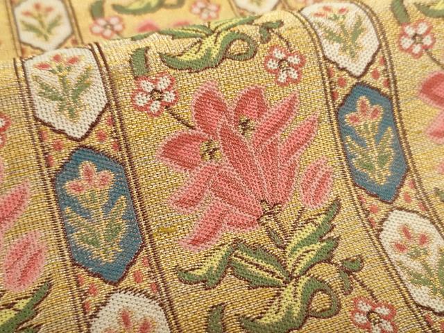 平和屋着物●西陣　川島織物　全通柄袋帯　草花文　金糸　正絹　逸品　DABA1780ps