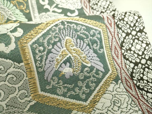 平和屋着物●六通柄袋帯　唐織　亀甲鳳凰花間道　金銀糸　鈴乃屋扱い　正絹　逸品　DABA1788ps