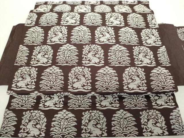 平和屋着物●つけ帯　名物裂　花兎　正絹　逸品　DABA1789ps