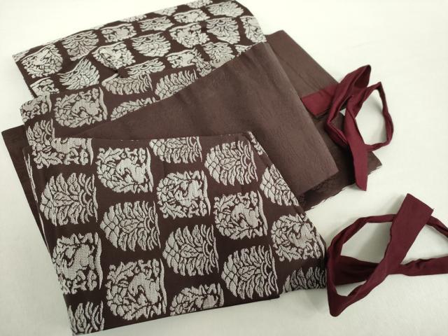 平和屋着物●つけ帯　名物裂　花兎　正絹　逸品　DABA1789ps