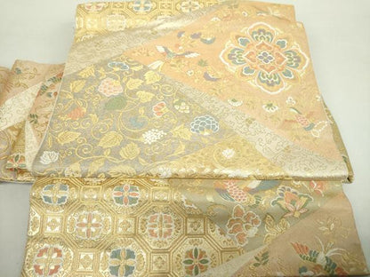 平和屋着物●西陣　服部織物謹製　ワンタッチつけ帯　正倉院鳳凰花文　金糸　正絹　逸品　DABA1790ps