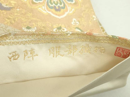 平和屋着物●西陣　服部織物謹製　ワンタッチつけ帯　正倉院鳳凰花文　金糸　正絹　逸品　DABA1790ps