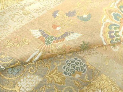 平和屋着物●西陣　服部織物謹製　ワンタッチつけ帯　正倉院鳳凰花文　金糸　正絹　逸品　DABA1790ps
