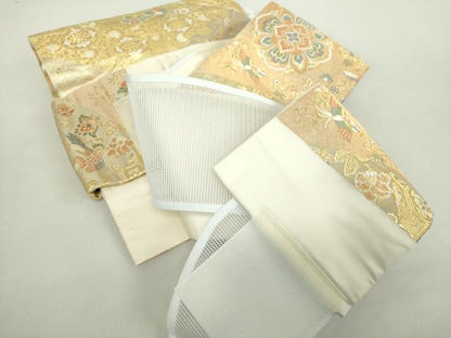 平和屋着物●西陣　服部織物謹製　ワンタッチつけ帯　正倉院鳳凰花文　金糸　正絹　逸品　DABA1790ps