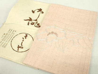 平和屋着物●銀座きしや　九寸開き名古屋帯　刺し子　総刺繍　生紬　草花文　たとう紙付き　正絹　逸品　DABA1799ps