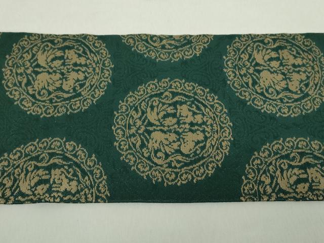 平和屋着物●九寸名古屋帯　花鳥丸文　正絹　逸品　DABA1803ps