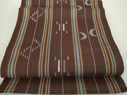 平和屋着物●八寸名古屋帯　琉球絣文様　正絹　逸品　DABA1804ps