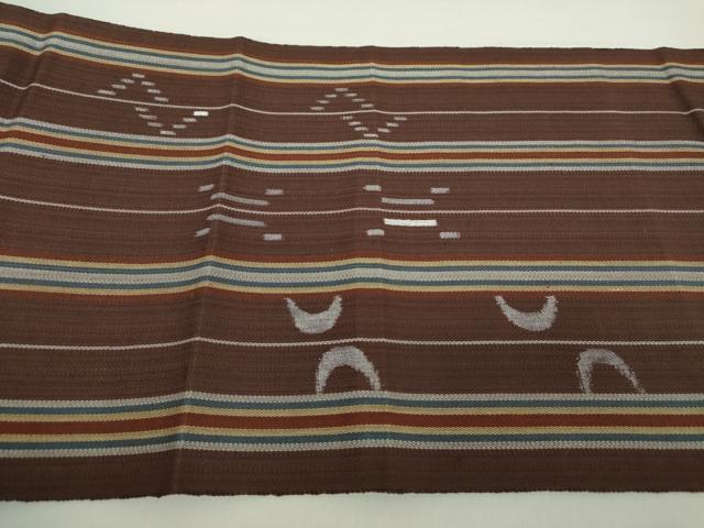 平和屋着物●八寸名古屋帯　琉球絣文様　正絹　逸品　DABA1804ps