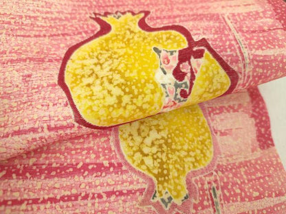 平和屋着物●東京友禅　熊谷好博子　塩瀬　九寸名古屋帯　刺繍　成り物　柘榴　たたき染め　正絹　逸品　DABA1808ps