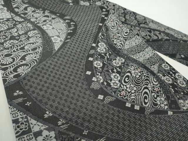 平和屋着物●九寸名古屋帯　刺繍　流水花文　正絹　逸品　未使用　DABA1811ps 平和屋着物○九寸名古屋帯 刺繍 流水花文 正絹 逸品 未使用
