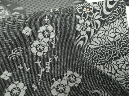 平和屋着物●九寸名古屋帯　刺繍　流水花文　正絹　逸品　未使用　DABA1811ps