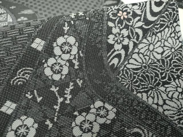 平和屋着物●九寸名古屋帯　刺繍　流水花文　正絹　逸品　未使用　DABA1811ps