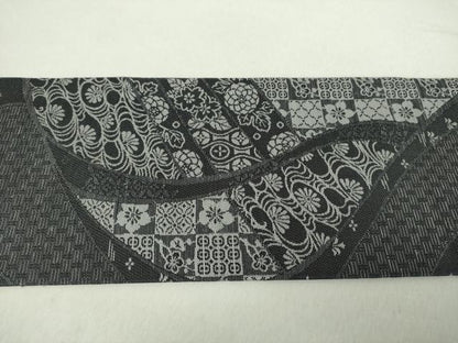 平和屋着物●九寸名古屋帯　刺繍　流水花文　正絹　逸品　未使用　DABA1811ps