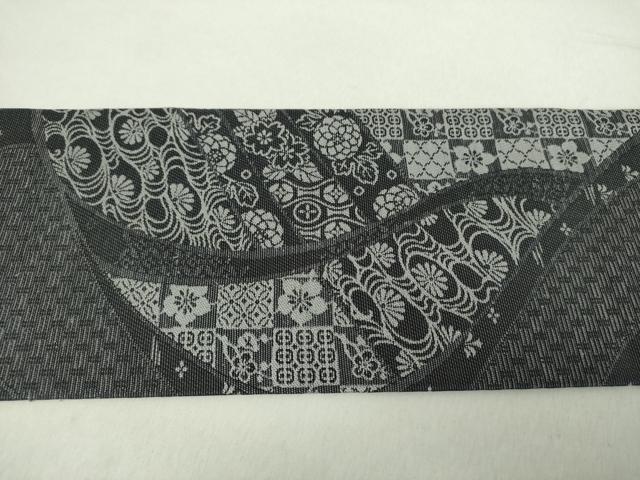 平和屋着物●九寸名古屋帯　刺繍　流水花文　正絹　逸品　未使用　DABA1811ps