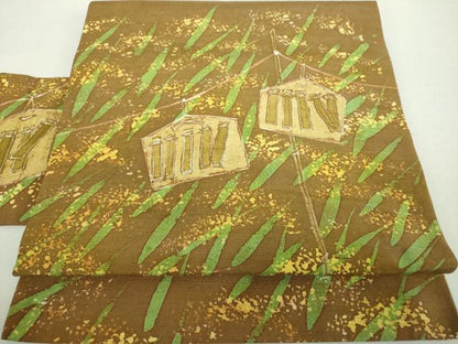 平和屋着物●丸山扇丘　ろうけつ染め　九寸名古屋帯　鳴子　正絹　逸品　DABA1813ps