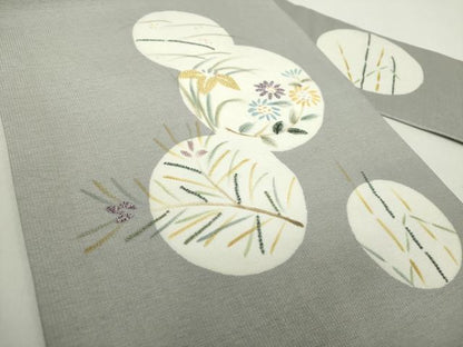 平和屋着物●中国三大刺繍　相良刺繍　九寸名古屋帯　手描き　花丸文　金彩　正絹　逸品　未使用　DABA1815ps