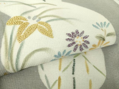 平和屋着物●中国三大刺繍　相良刺繍　九寸名古屋帯　手描き　花丸文　金彩　正絹　逸品　未使用　DABA1815ps