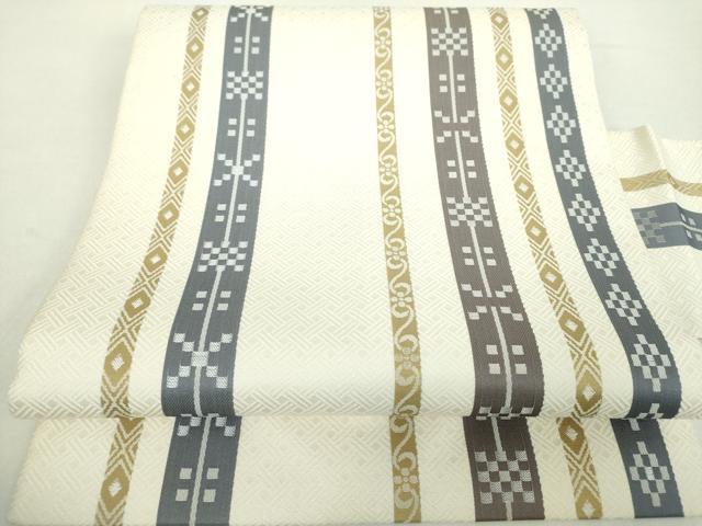 平和屋着物●九寸名古屋帯　間道　正絹　逸品　未使用　DABA1816ps
