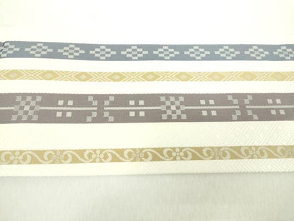 平和屋着物●九寸名古屋帯　間道　正絹　逸品　未使用　DABA1816ps