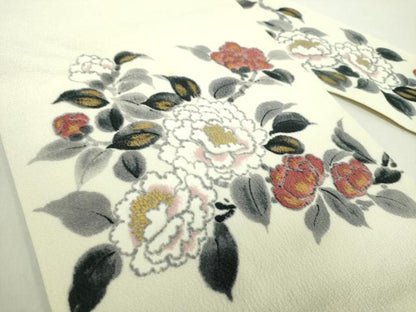 平和屋着物●京友禅作家　山科春宣　九寸名古屋帯　手描き　枝花文　金彩　正絹　逸品　DABA1818ps