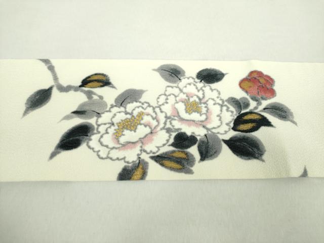 平和屋着物●京友禅作家　山科春宣　九寸名古屋帯　手描き　枝花文　金彩　正絹　逸品　DABA1818ps