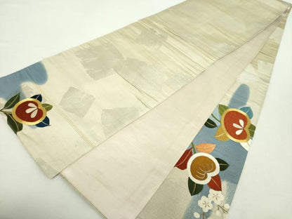 平和屋着物●アンティーク　大正ロマン　太鼓柄袋帯　駒刺繍　総手刺繍　橘　梅　金銀糸　正絹　逸品　DABA1819ps