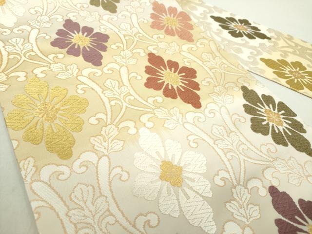 平和屋着物●九寸名古屋帯　唐織　立涌花唐草文　金糸　正絹　逸品　DABA1823ps