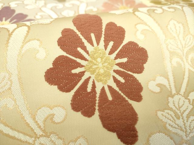 平和屋着物●九寸名古屋帯　唐織　立涌花唐草文　金糸　正絹　逸品　DABA1823ps