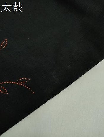 平和屋着物●九寸名古屋帯　作家物　紬地　刺し子　総刺繍　草花文　黒地　正絹　逸品　DABA1825ps