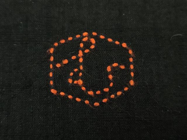 平和屋着物●九寸名古屋帯　作家物　紬地　刺し子　総刺繍　草花文　黒地　正絹　逸品　DABA1825ps