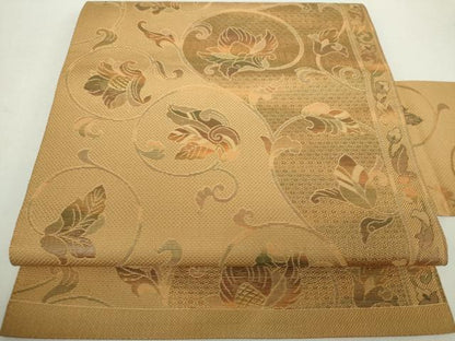 平和屋着物●本場筑前博多織 八寸名古屋帯 更紗花文 正絹 逸品 DABA1831ps