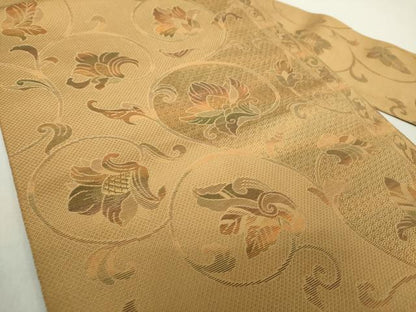平和屋着物●本場筑前博多織 八寸名古屋帯 更紗花文 正絹 逸品 DABA1831ps