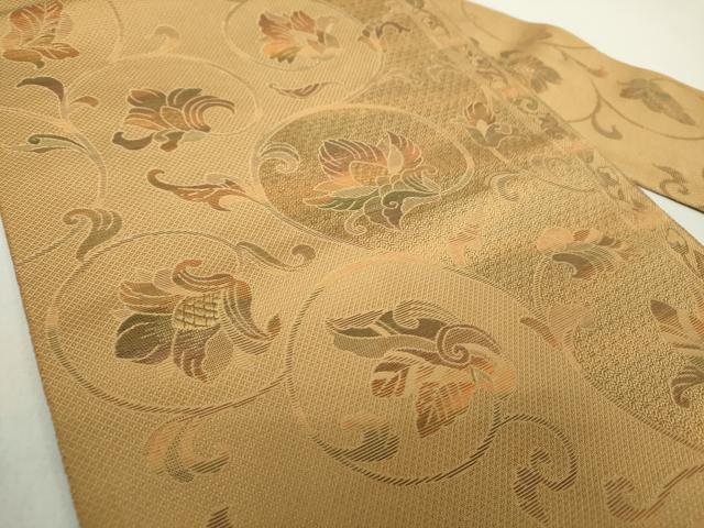平和屋着物●本場筑前博多織 八寸名古屋帯 更紗花文 正絹 逸品 DABA1831ps