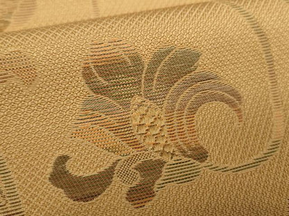 平和屋着物●本場筑前博多織 八寸名古屋帯 更紗花文 正絹 逸品 DABA1831ps