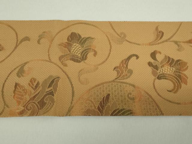 平和屋着物●本場筑前博多織 八寸名古屋帯 更紗花文 正絹 逸品 DABA1831ps
