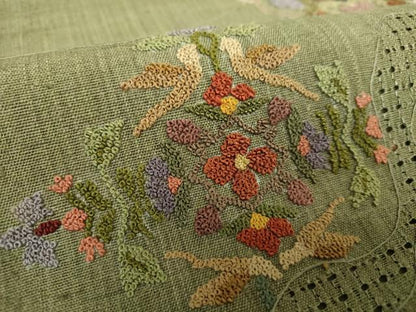 平和屋着物●中国三大刺繍　スワトウ相良刺繍　汕頭相良刺繍　総刺繍　九寸名古屋帯　紬地　正倉院花文　金糸　正絹　逸品　DABA1833ps