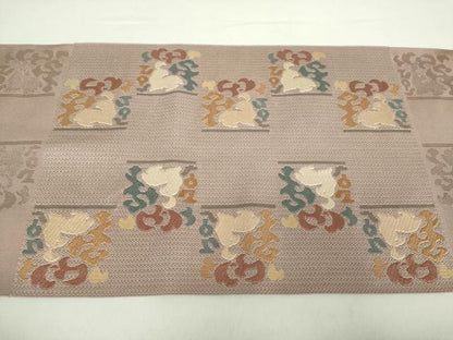 平和屋着物●西陣　河村織物　河村つづれ　八寸名古屋帯　名物裂　花兎　正絹　逸品　DABA1834ps