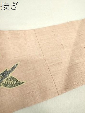 平和屋着物●九寸名古屋帯　紬地　更紗花文　正絹　逸品　DABA1846ps
