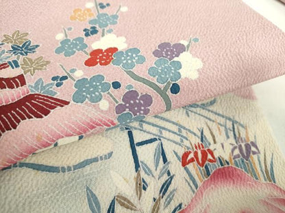 平和屋着物●九寸名古屋帯　友禅　渡橋風景　鬼しぼ縮緬　正絹　逸品　DABA1847ps