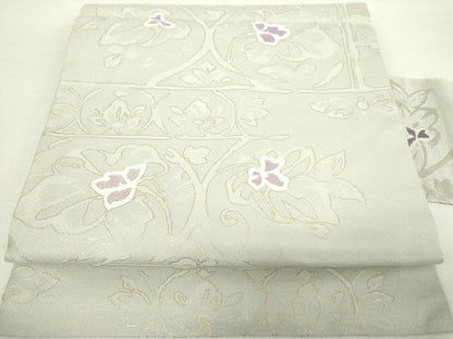 平和屋着物●九寸名古屋帯　唐織　横段花文　金糸　正絹　逸品　DABA1848ps