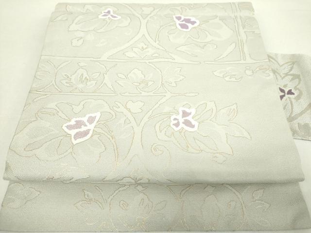 平和屋着物●九寸名古屋帯　唐織　横段花文　金糸　正絹　逸品　DABA1848ps