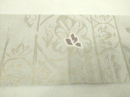 平和屋着物●九寸名古屋帯　唐織　横段花文　金糸　正絹　逸品　DABA1848ps