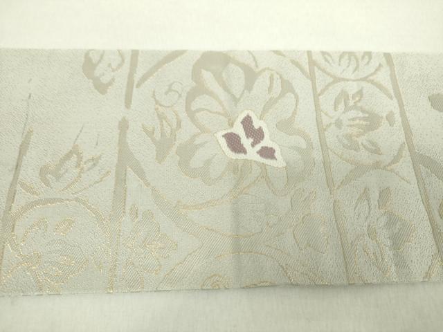 平和屋着物●九寸名古屋帯　唐織　横段花文　金糸　正絹　逸品　DABA1848ps