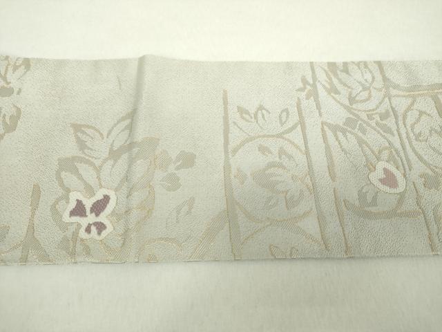平和屋着物●九寸名古屋帯　唐織　横段花文　金糸　正絹　逸品　DABA1848ps