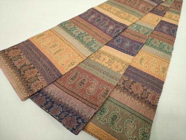 平和屋着物●織物一筋名門 織悦 半幅帯 ペイズリー花文 正絹 逸品 DABA1856ps