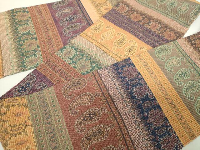 平和屋着物●織物一筋名門 織悦 半幅帯 ペイズリー花文 正絹 逸品 DABA1856ps