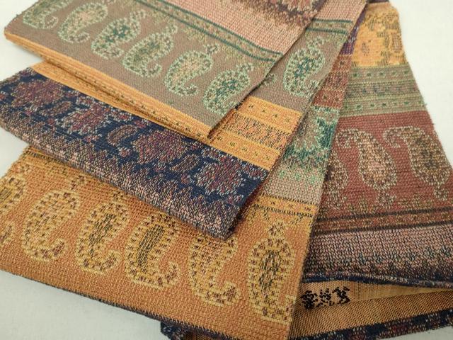 平和屋着物●織物一筋名門 織悦 半幅帯 ペイズリー花文 正絹 逸品 DABA1856ps