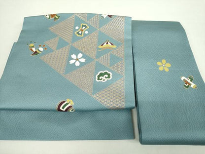 平和屋着物●つけ帯　鱗宝尽くし花文　金彩　正絹　逸品　未使用　DABA1857ps